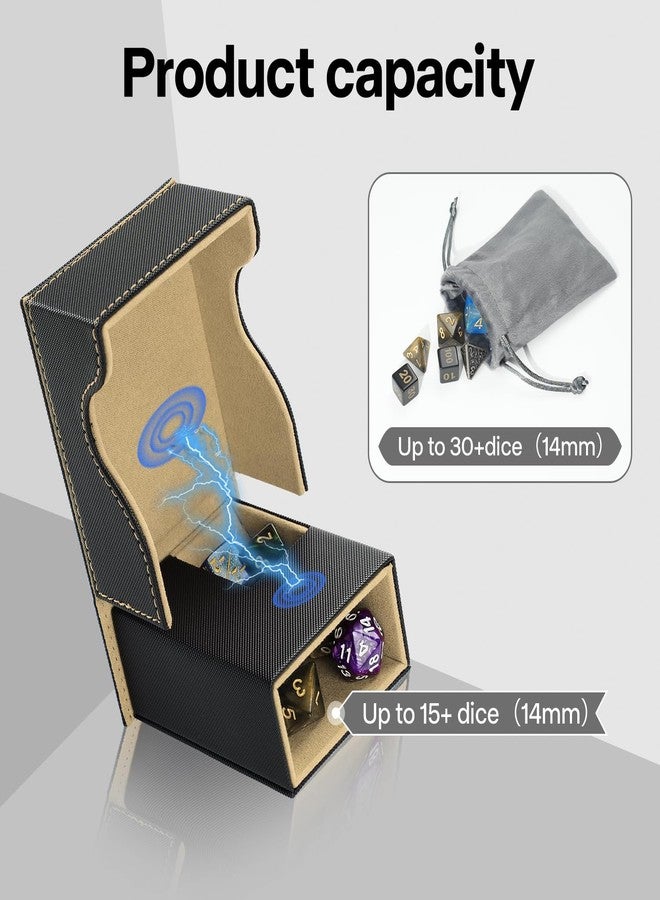 Stepane Dice Roller Tower, Premium DND Magnetic Dice Tray, Foldable PU Leather Dice Tower RPG Gifts for Dungeons and Dragons MTG Dm & Player Black/Brown - Image 3